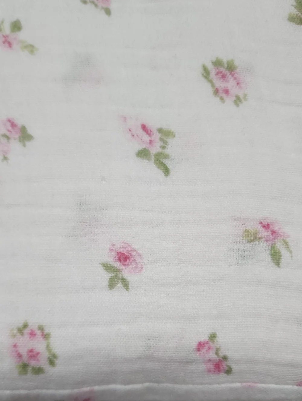 SET Shabby Chic Gauze Cotton Pink Rose Bud Print Duvet Cover + 2 Pillow Covers